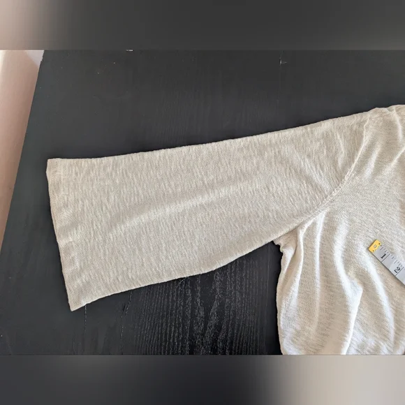 Style & Co Woman 2X Cream Pointelle Knit Boho Open Front Linen Blend Old Money, - Picture 6 of 8